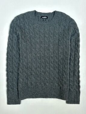 Express Men’s Wool Blend Cable Knit Sweater • Gray • Sz M • NWOT